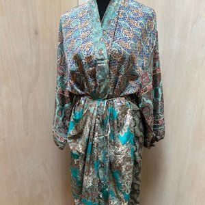 New 12th Tribe Turquoise Kimono Wrap Top Cover-Up O/S